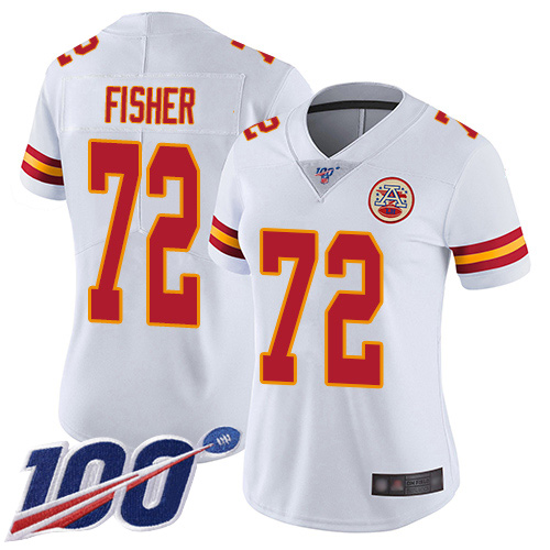 Women Kansas City Chiefs #72 Fisher Eric White Vapor Untouchable Limited Player 100th Season Football Nike NFL Jersey->youth nfl jersey->Youth Jersey